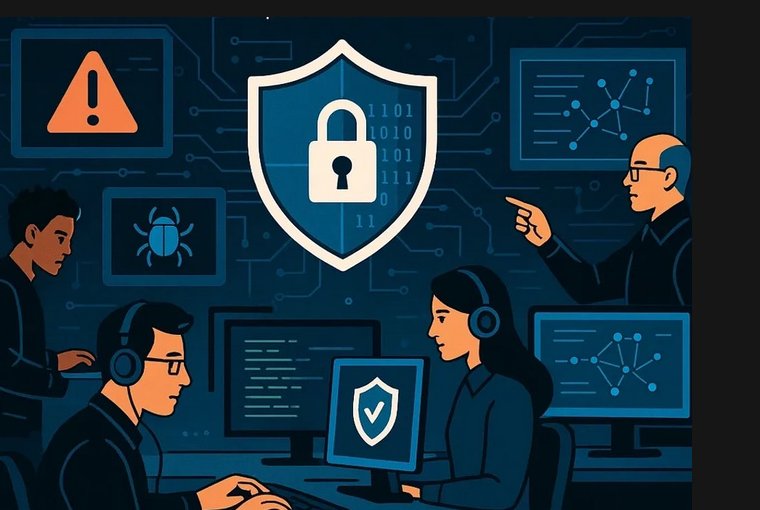 Cybersecurity teams in action visual